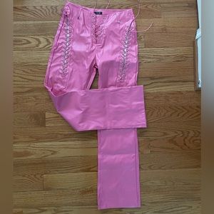 NWOT PU High Waist Lace Up Leather Pants